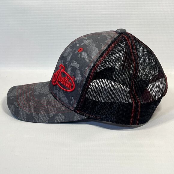 Justin Boots Hat Cap Trucker Mesh Snapback Breahtable Embroidered Gray Camo - Picture 3 of 9